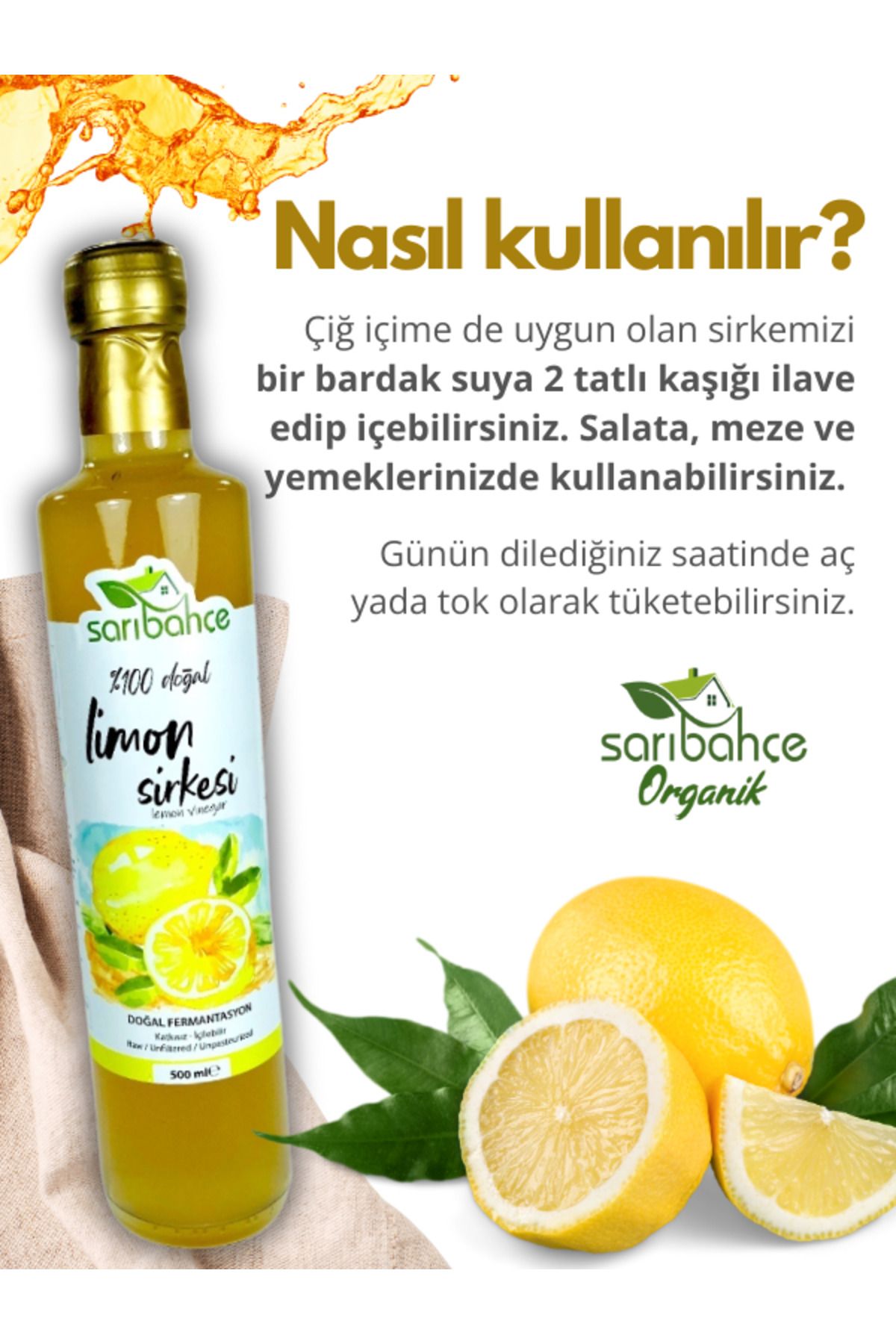 Limon Sirkesi 500 ml - Organik Doğal Fermente