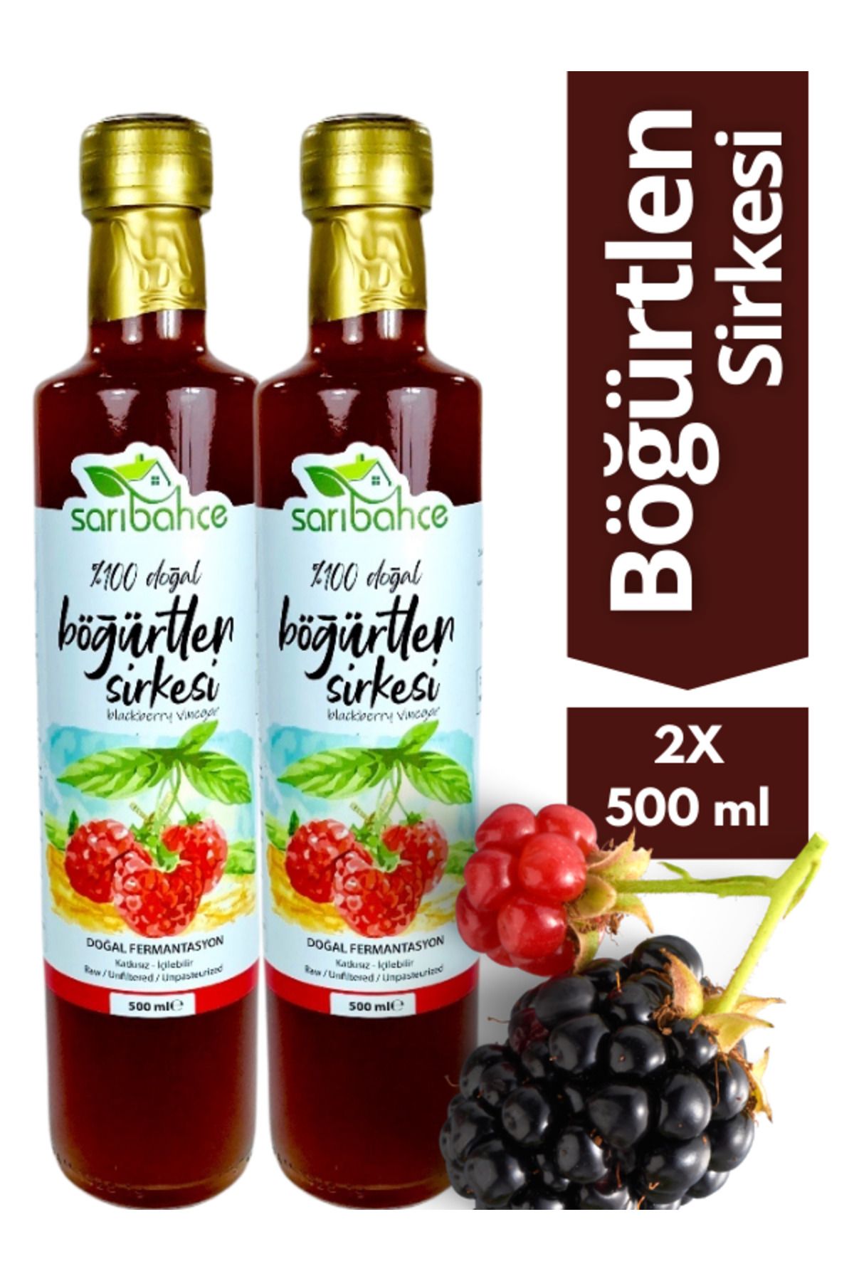 Sarıbahçe Böğürtlen Sirkesi500 Ml - 2li Paket...