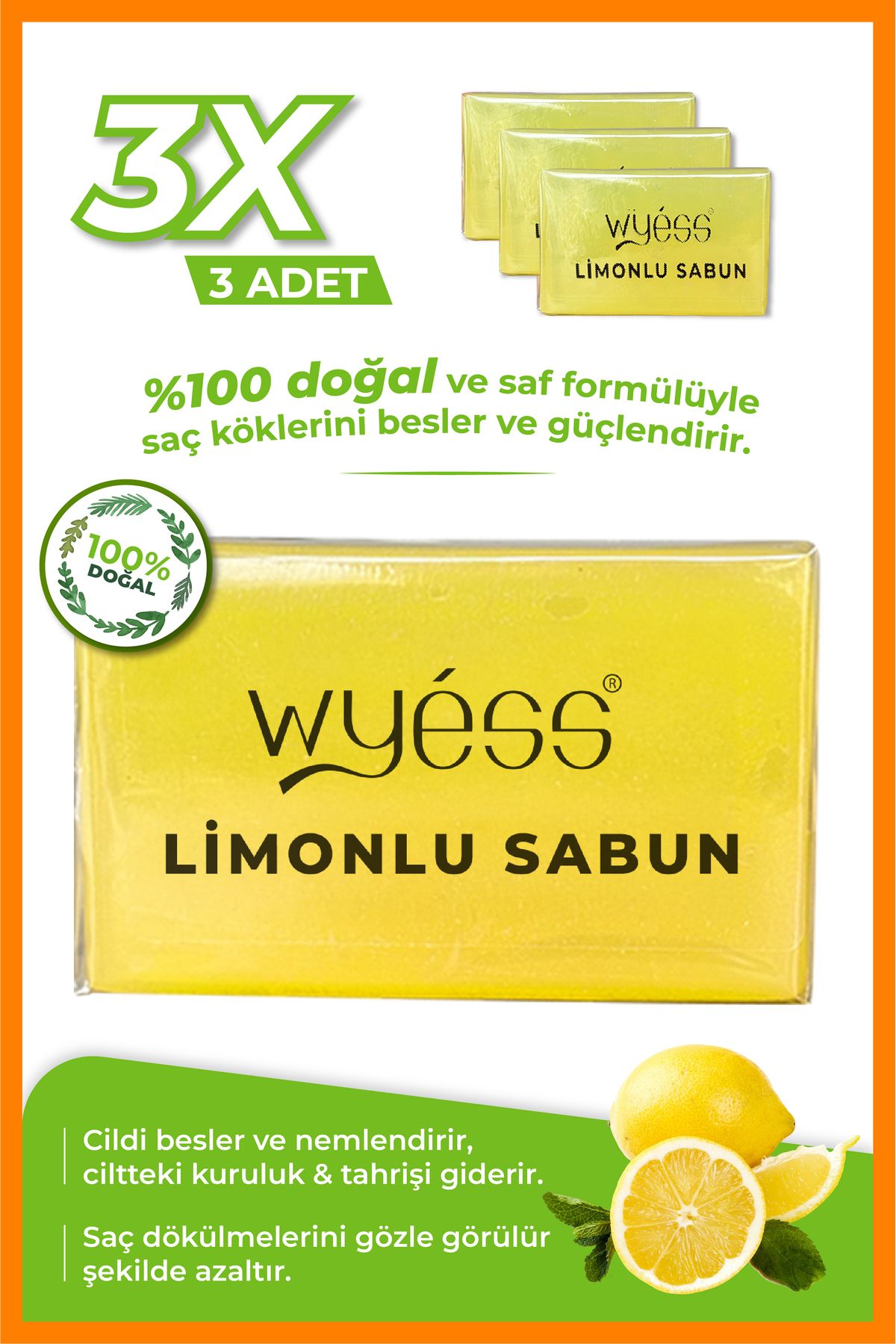 Wyess %100 Doğal LimonluSabun (3 Adet)