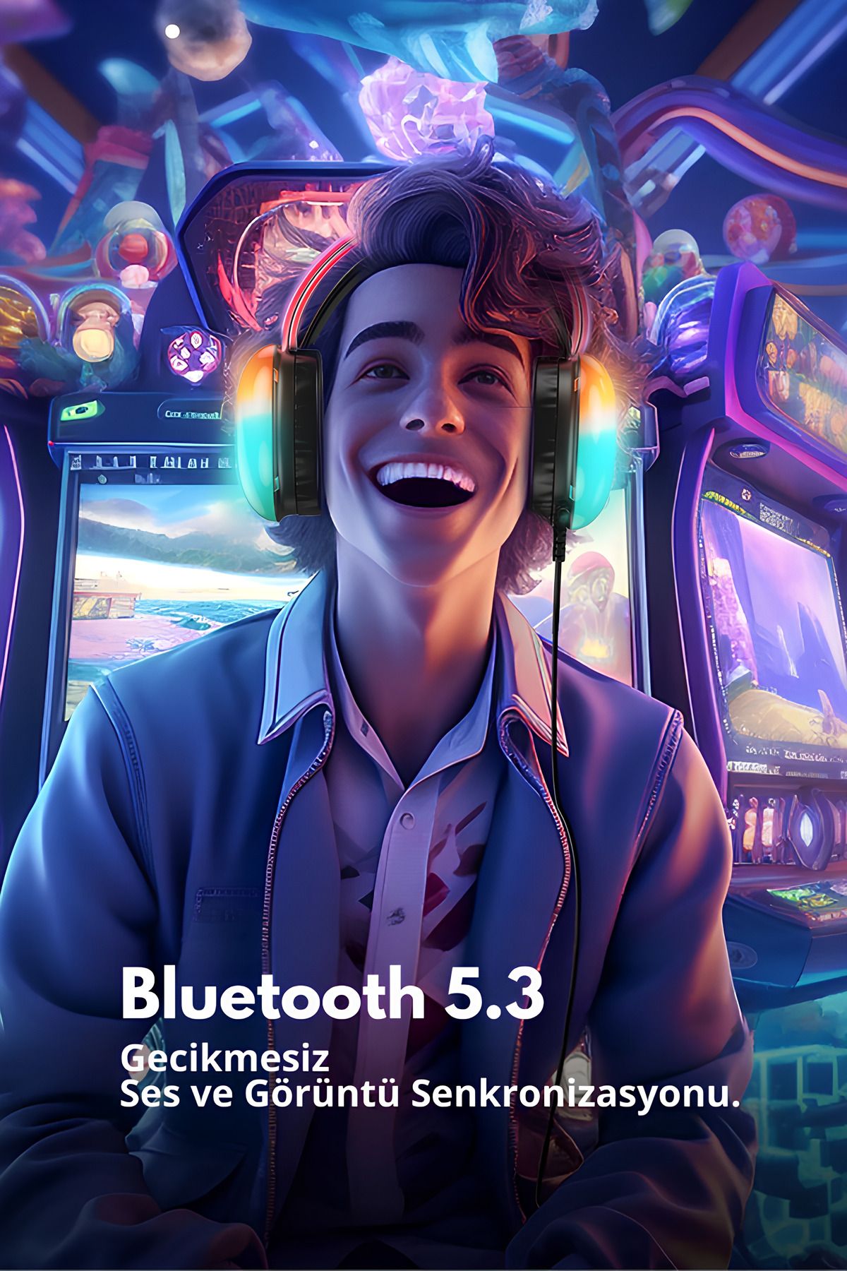 Bluetooth Kulaküstü Kulaklık 5.3 Kablolu&kablosuz Oyuncu Kulaklığı Mikrofonlu Gaming Işıklı Kulaklik