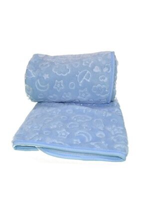 Embos Mavi Peluş Bebek Battaniyesi 100x120 cm Image 0