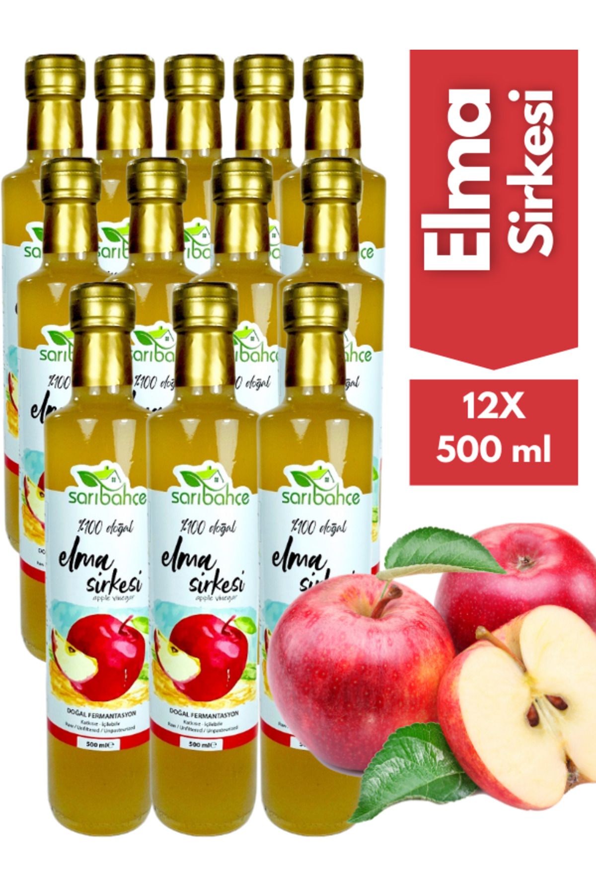 Sarıbahçe Elma Sirkesi 500 ml12'li Paket - Or...