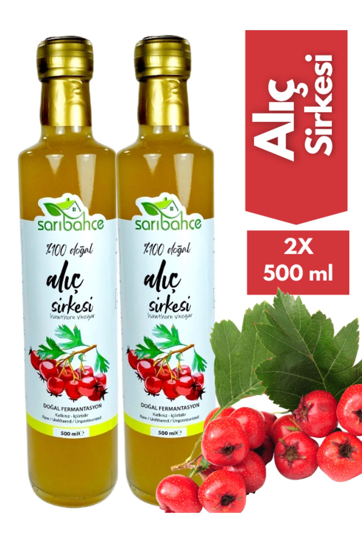 Sarıbahçe Alıç Sirkesi 500 ml2'li Paket - Org...