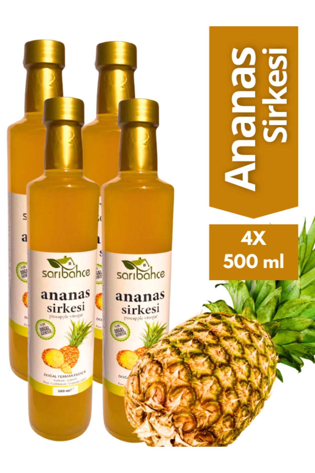 Sarıbahçe Ananas Sirkesi 500ml 4'lü Paket - O...