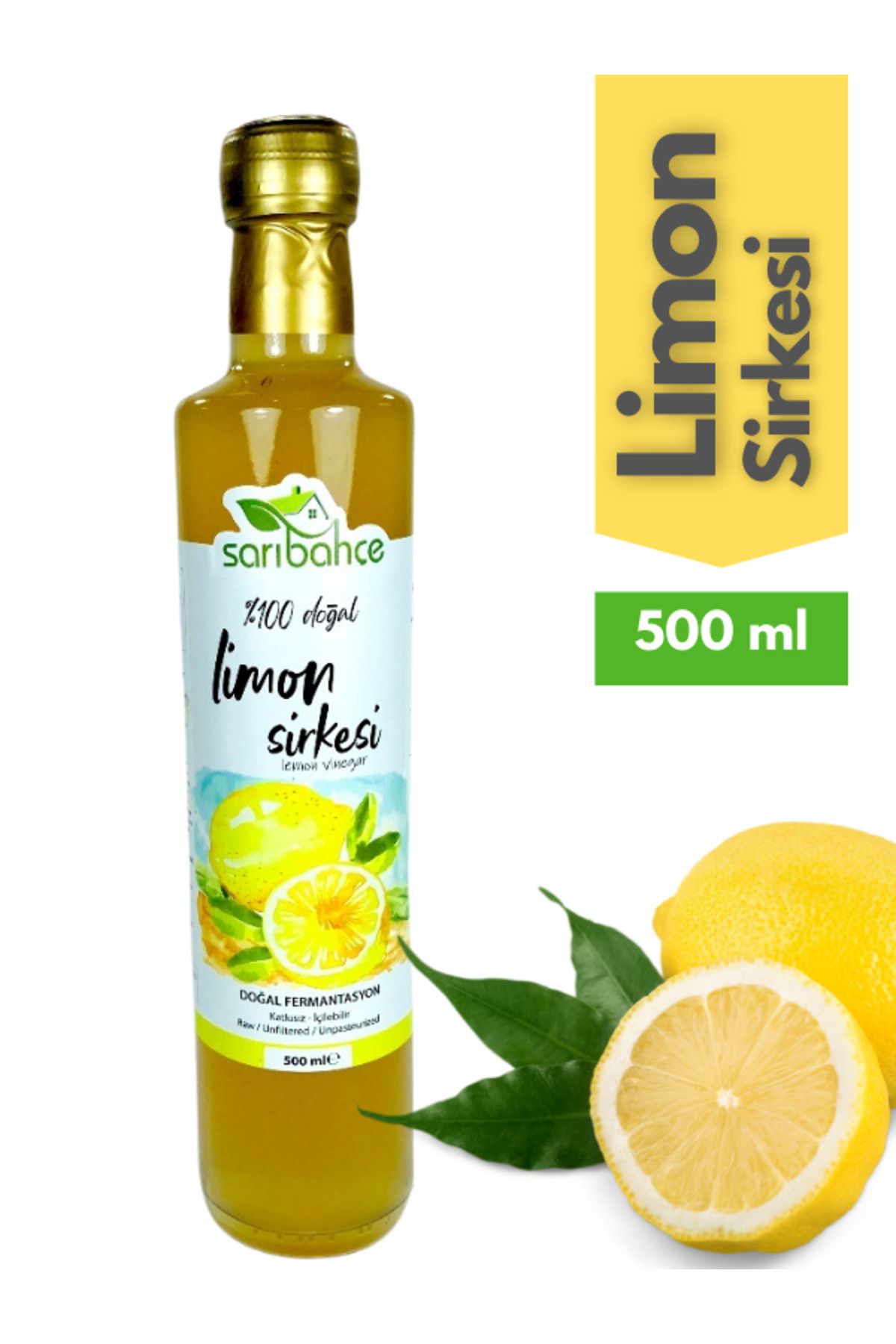 Sarıbahçe Limon Sirkesi 500ml - Organik Doğal...