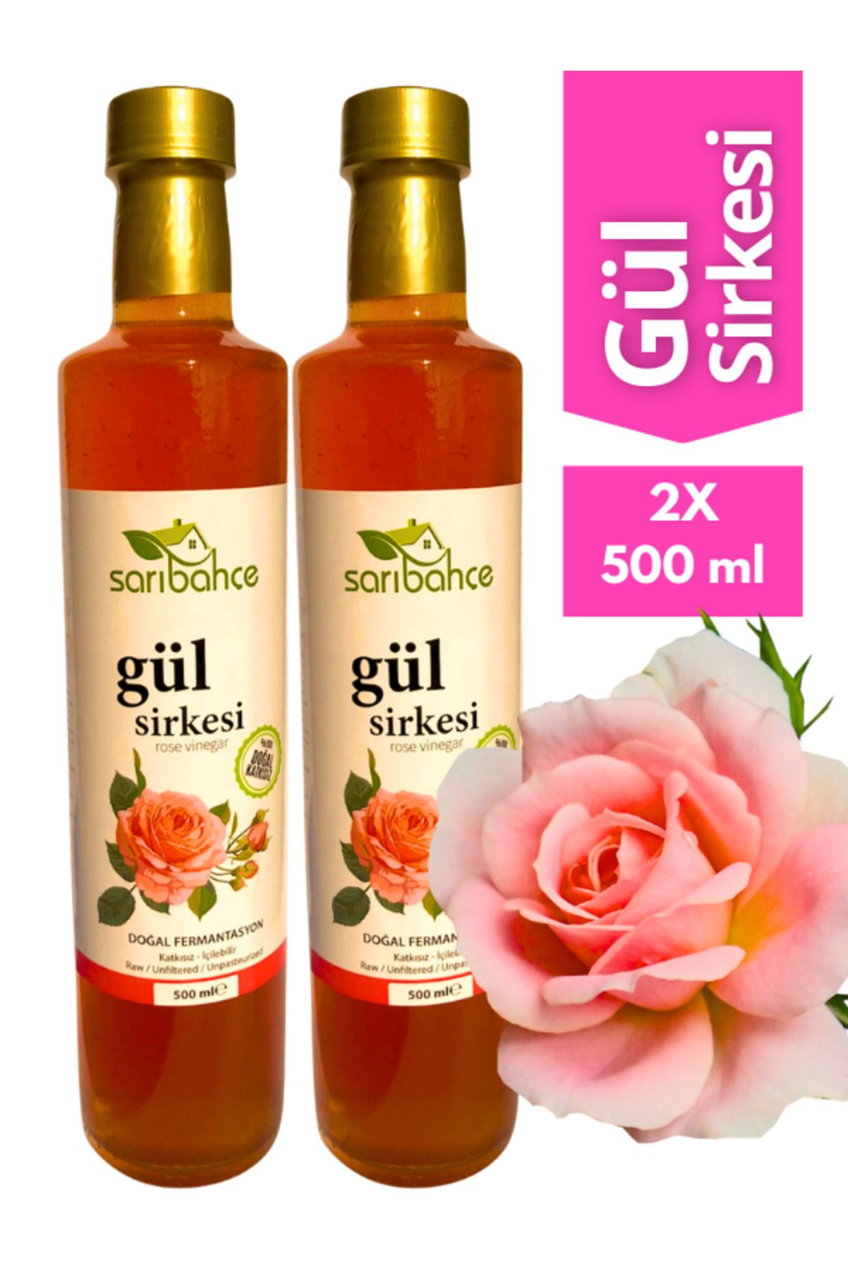 Sarıbahçe Gül Sirkesi 500 ml2'li Paket - Orga...