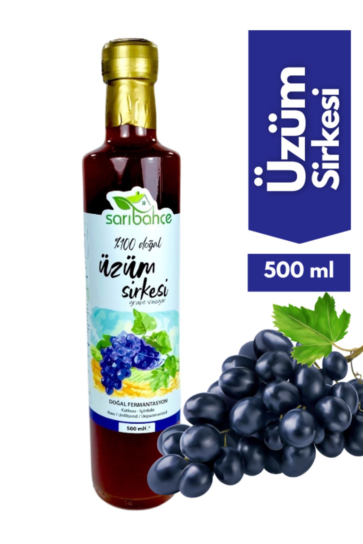 Sarıbahçe Üzüm Sirkesi 500 ml- Organik Doğal...