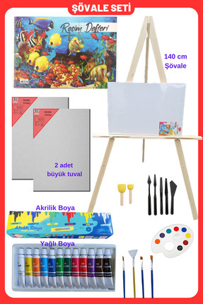 Yağlı Boya Resim Başlangıç Seti-şövale,35*50cm Resim Defteri Ve 2 Tuval, (ŞÖVALYE) Image 0