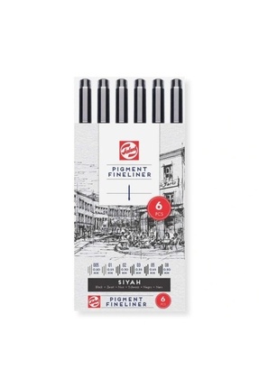 RT90480962 PİGMENT FINELINER ÇİZİM KALEMİ 6'LI SET SİYAH Image 0