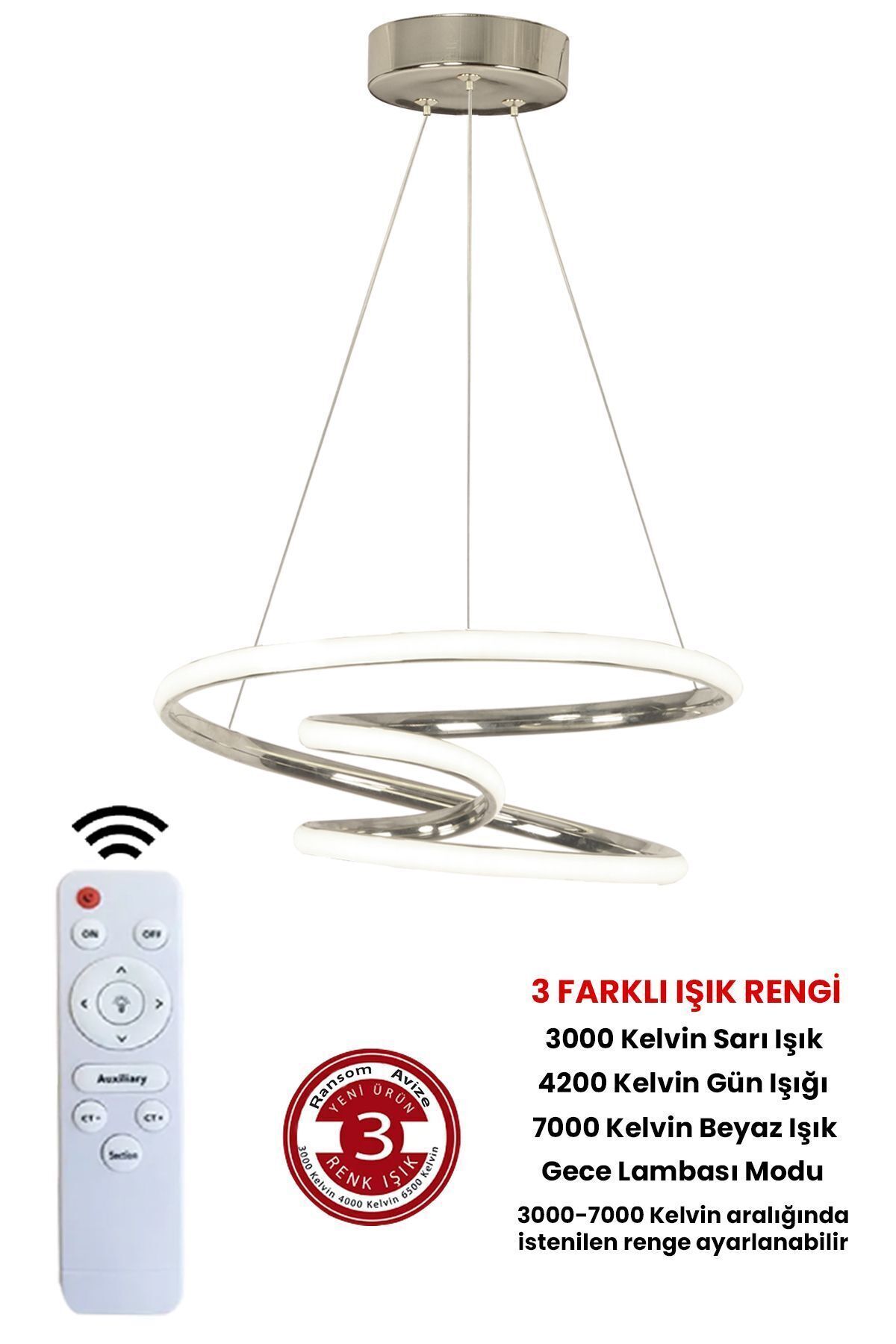 GU5.3 3 Renk Kumandalı Krom Dimmerli Led Avize Galaksi Ledli Avize 1 91-100 cm Salon / Oturma Odası