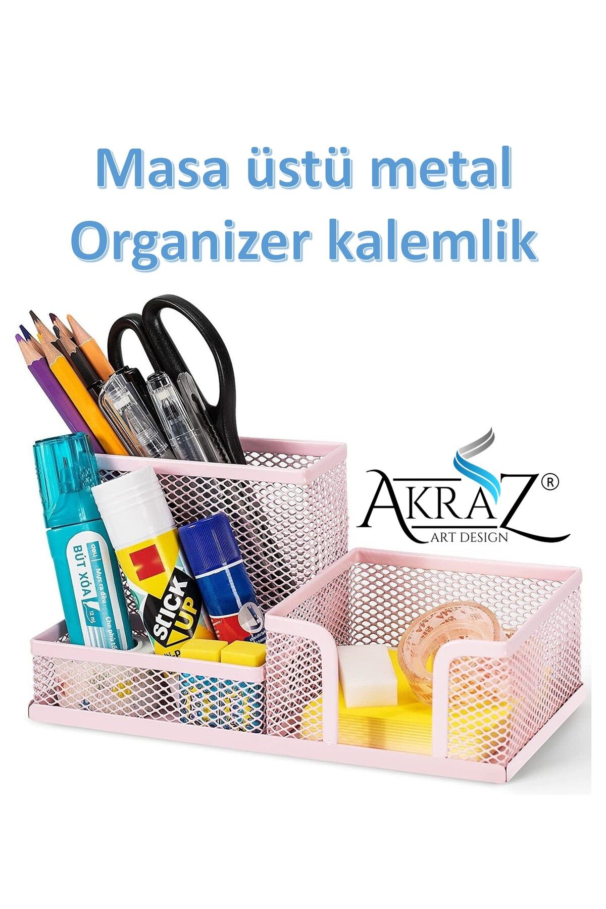 Akraz Art Design MASA ÜSTÜMETAL KALEMLİK ÜÇ G...