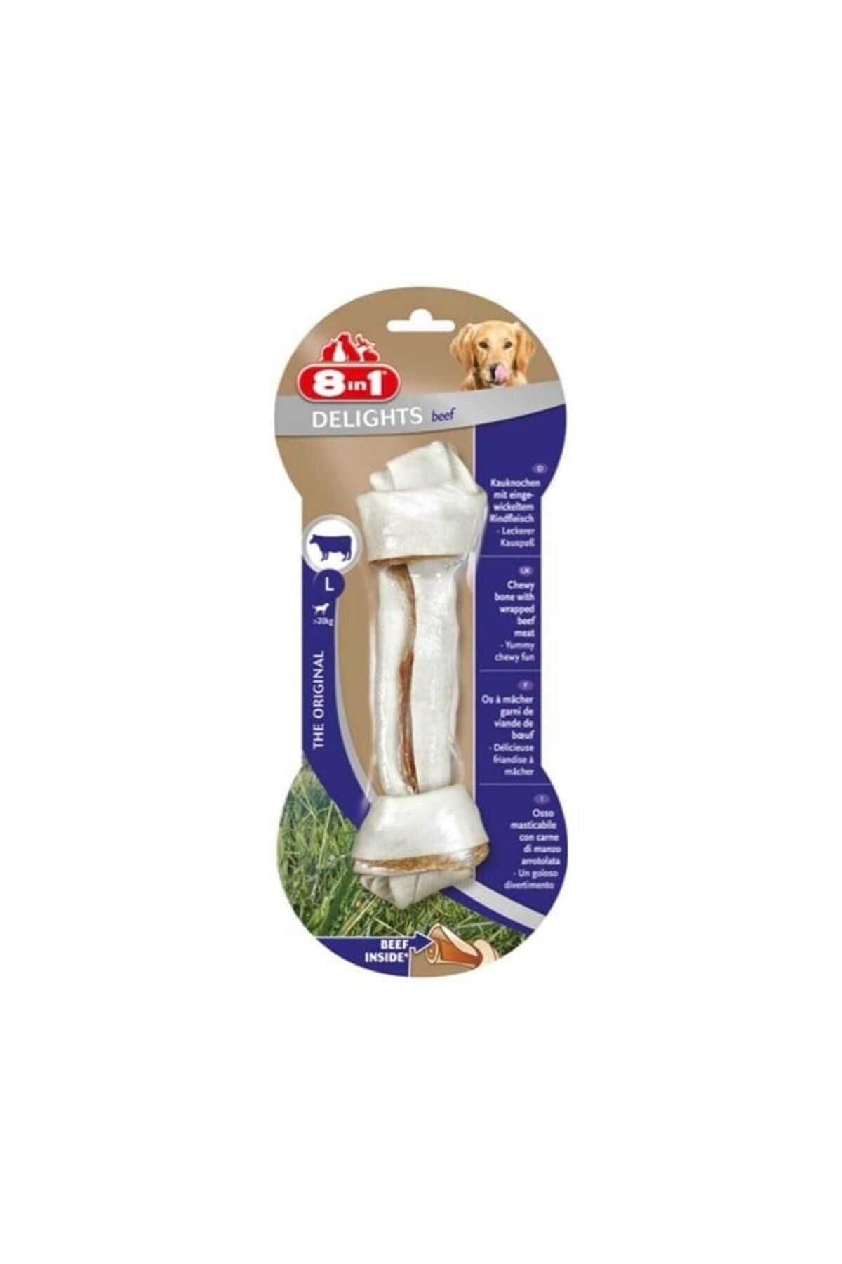 8 in 1 Delights Beef Bone Biftekli Düğümlü Köpek Ödül Kemiği L (85g) - Petshopundan