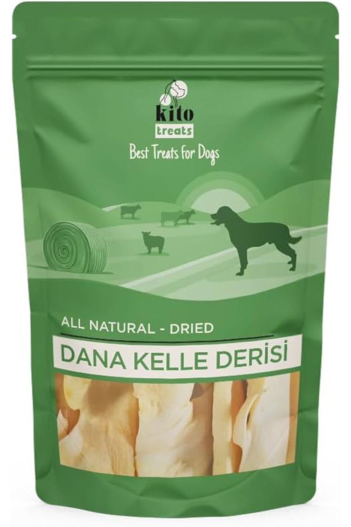 Kito Kurutulmuş Dana Kelle Derisi Çiğnemelik Köpek Ödül Maması%100 Doğal, Glutensiz, Organik 100 gr