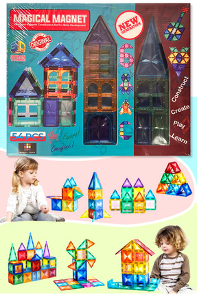 Magnescape Magnetic Tiles Mıknatıslı 3D Yapı Oyuncağı Seti - 54 Parça Image 0