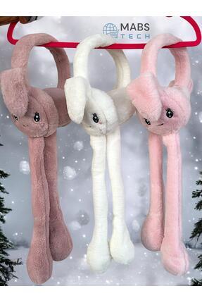 Sevimli Hareketli Tavşan Kulağı - Kışlık Tüylü Pompalı Kulaklık - Çocuk ve Gençlere Sömestr Hediyesi Image 2
