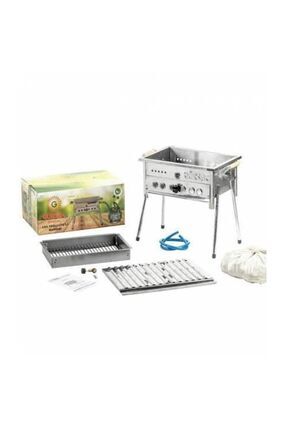 Tüplü Lav Taşlı Gürsaç Paslanmaz Krom Mangal Seti 35x 45 Image 0