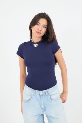 Bisiklet Yaka Kısa Kollu Bodysuit Z24-0043-H8