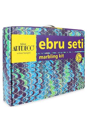 8 Renk Ebru Başlangıç Seti Damlalıklı - Orta Boy Image 0