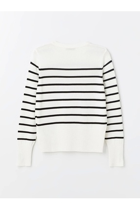LCW Vision Bisiklet Yaka Çizgili Uzun Kollu Kadın Triko Kazak (W4) Image 6