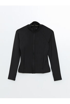 XSIDE ACTIVE Yeni Siyah Kadın Dik Yaka Düz Fermuarlı Sweatshirt Image 4