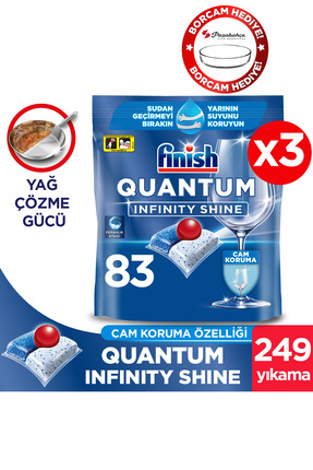 Quantum Infinity Shine Bulaşık Makinesi Deterjanı Kapsül Tablet 249 Adet (83X3'LÜ) Borcam Hediye Image 0