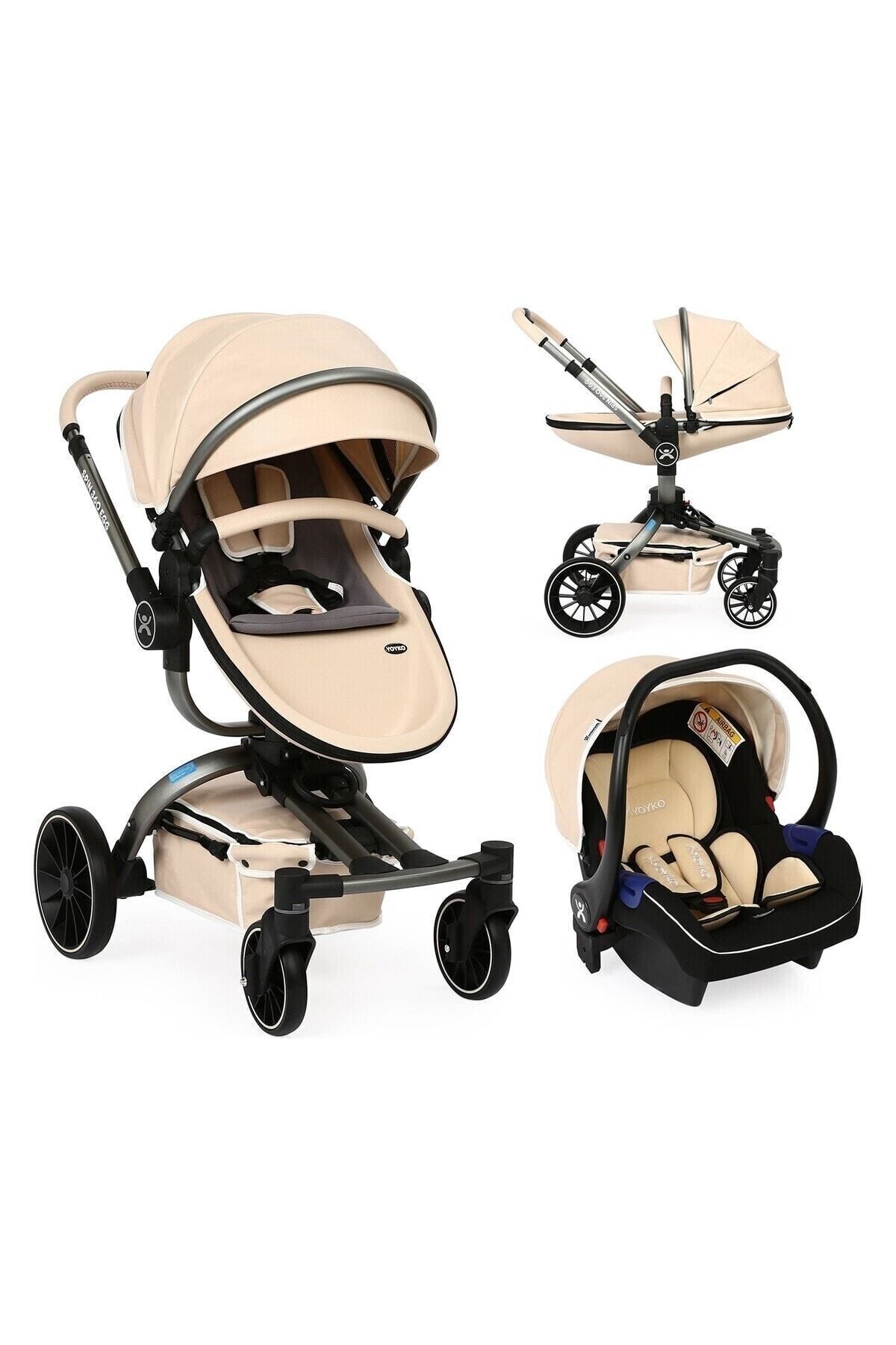 چرخش 360 درجه کودک کالسکه Latte Case Grey