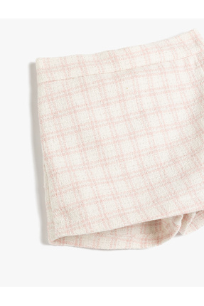 Ekoseli Beli Lastikli Kruvaze Şort Etek Image 2