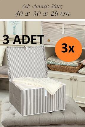 3 Adet Set Çok Amaç Kutu Hurç,sert Kapaklı Çamaşır Sepeti,çok Amaçlı Düzenleyici Organizer 40*30*26 Image 0