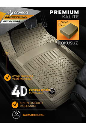 Renault Fluence Ile Uyumlu 4d Universal Derin Havuzlu Paspas Profesyonel Bej Image 4