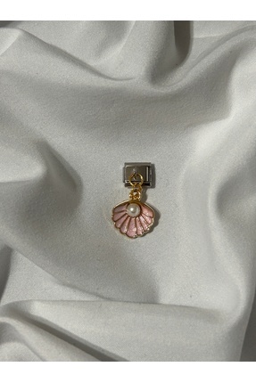 Pembe İncili İstiridye Çelik İtalyan Bileklik Charm Image 1