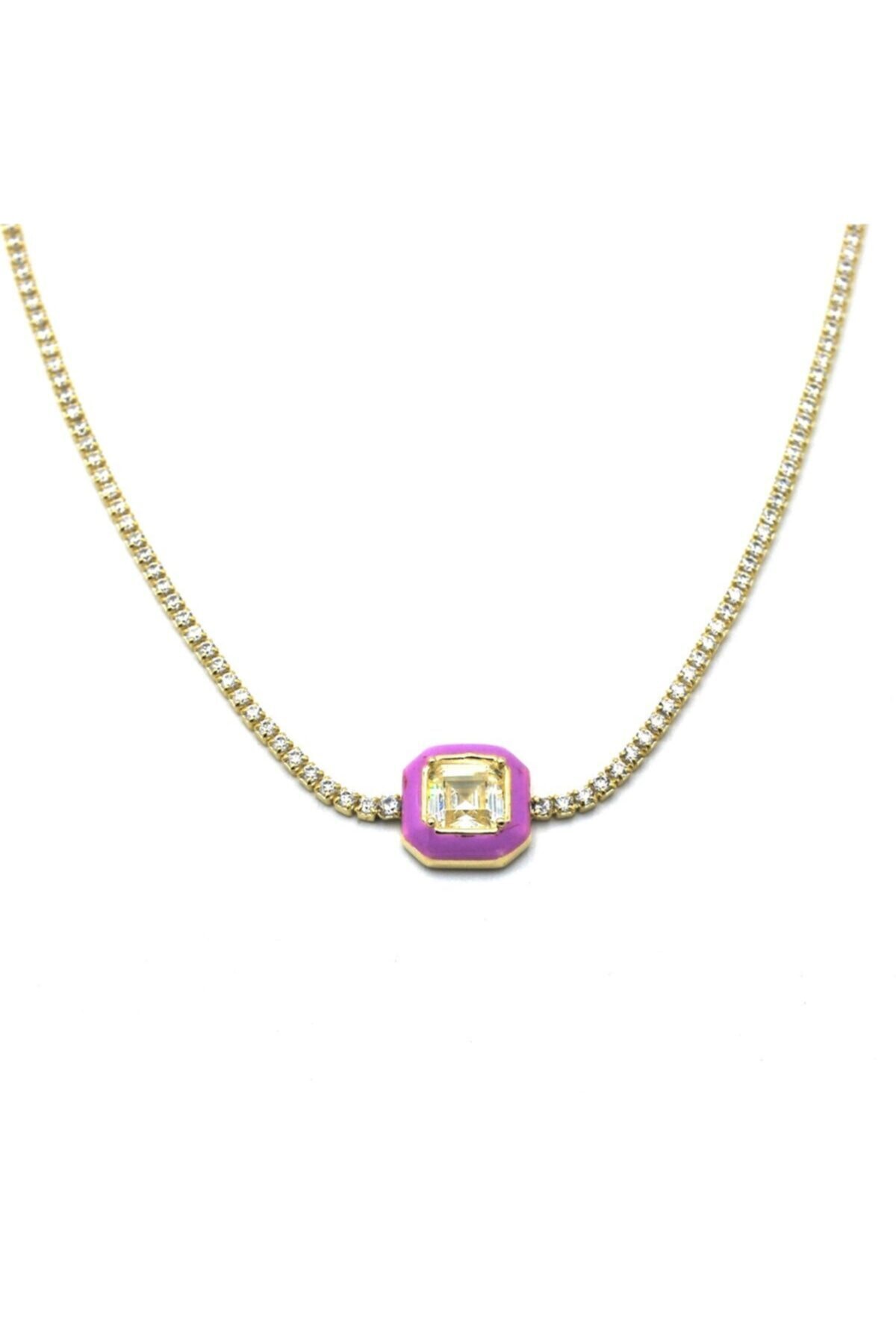 Medcezir Silver Oktagon Taşlı Gümüş Choker