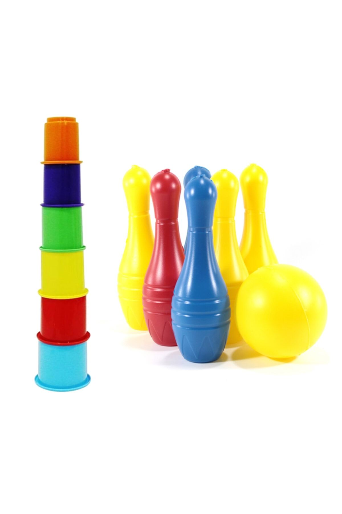 OyuncakDenizi Baby Kule Kaplar Ve Bowling Banyo Oyuncakları 6 Ay