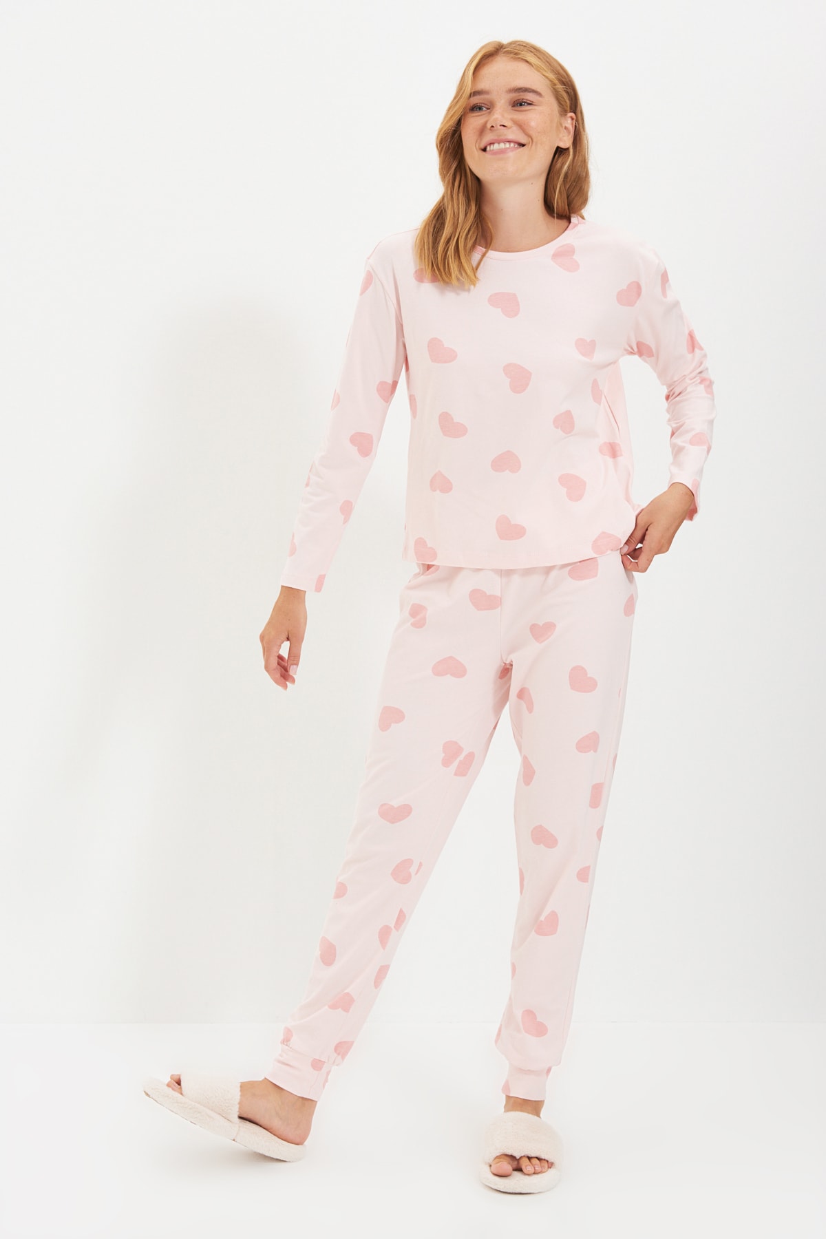 TRENDYOLMİLLA Kalpli Örme Pijama Takımı THMAW21PT0566