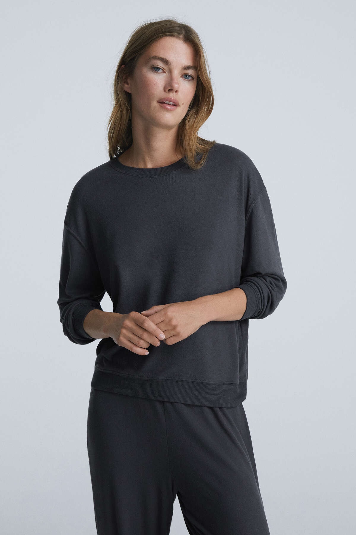 Oysho Antrasit Gri Yumuşak Dokulu T-Shirt 30209987