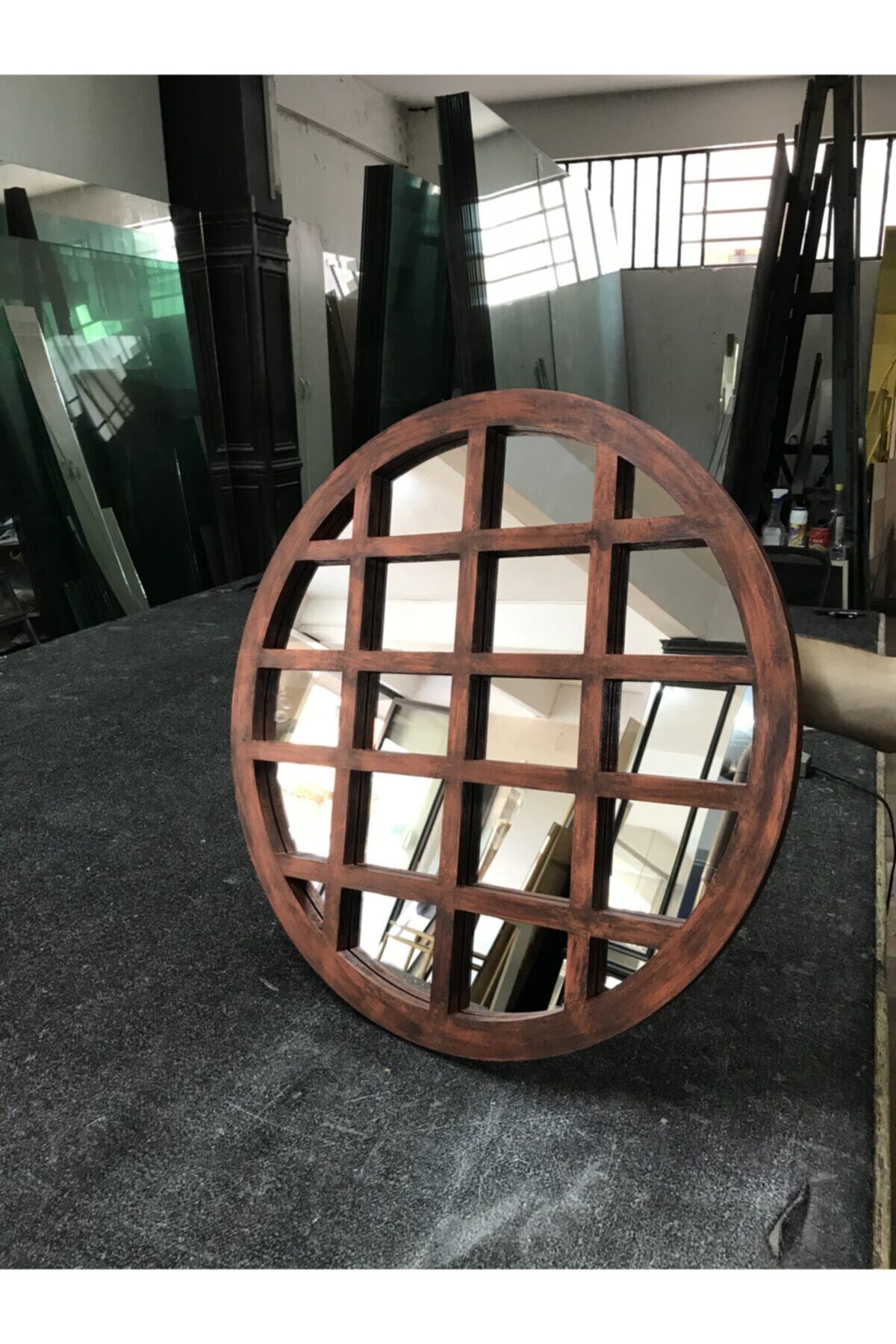 Imalat Yuvarlak Bakır Görünümlü Ayna 70cm X 70cm Ölçüsündedir