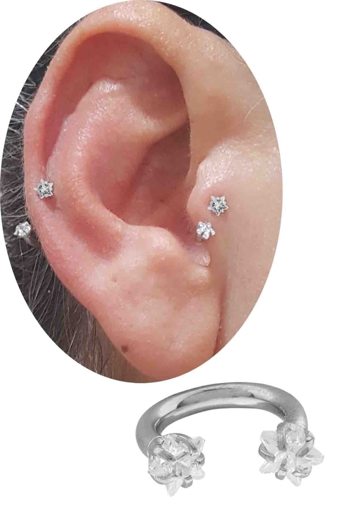 Cadının Dükkanı 6 Mm Yıldız Taşlı Tragus-helix-kıkırdak-septum Piercing