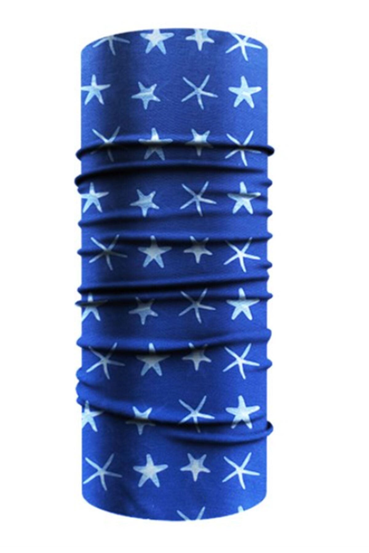 TugyTery Unisex Çok Amaçlı Yıldız Desenli Lacivert Motosiklet Kafa Bandı Boyunluk Bandana Buff