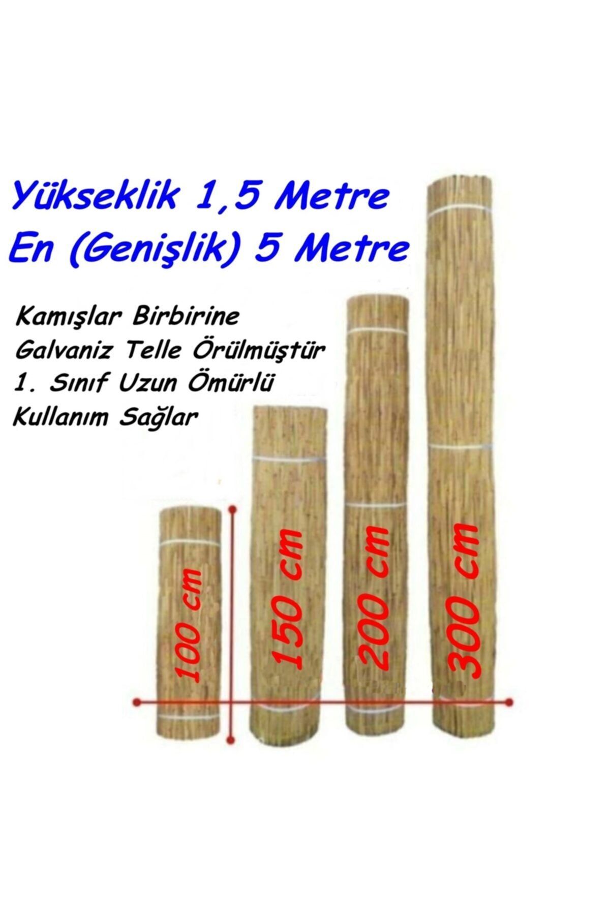Ersa Hediyelik Kamış Çit Bambu Hasır Yükseklik 1,5 metre En 5 metre Doğal Kamış Gölgelik 1,5x5