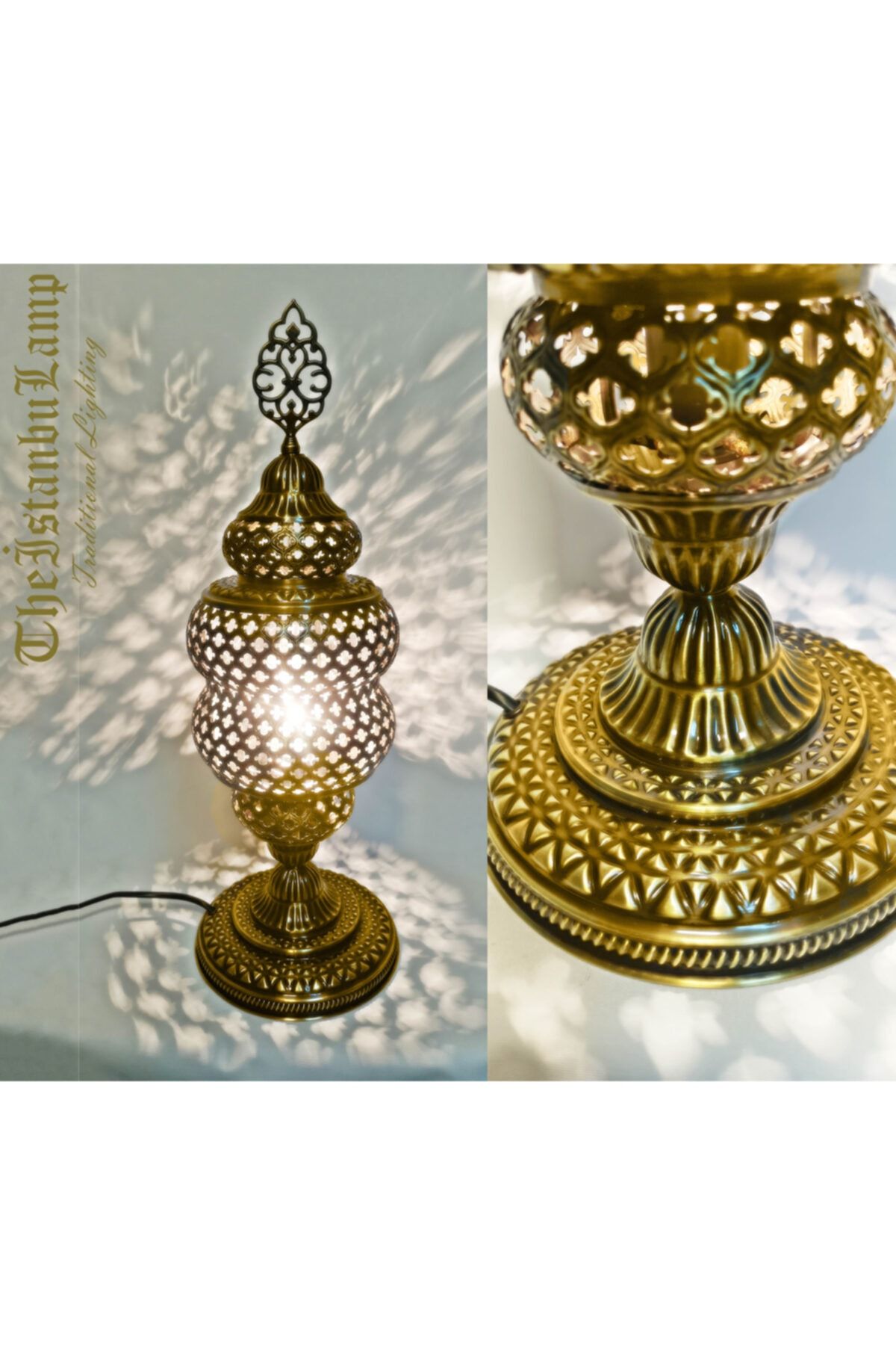 the istanbul lamp Otantik Dekoratif Pirinç Gece Lambası Beyaz