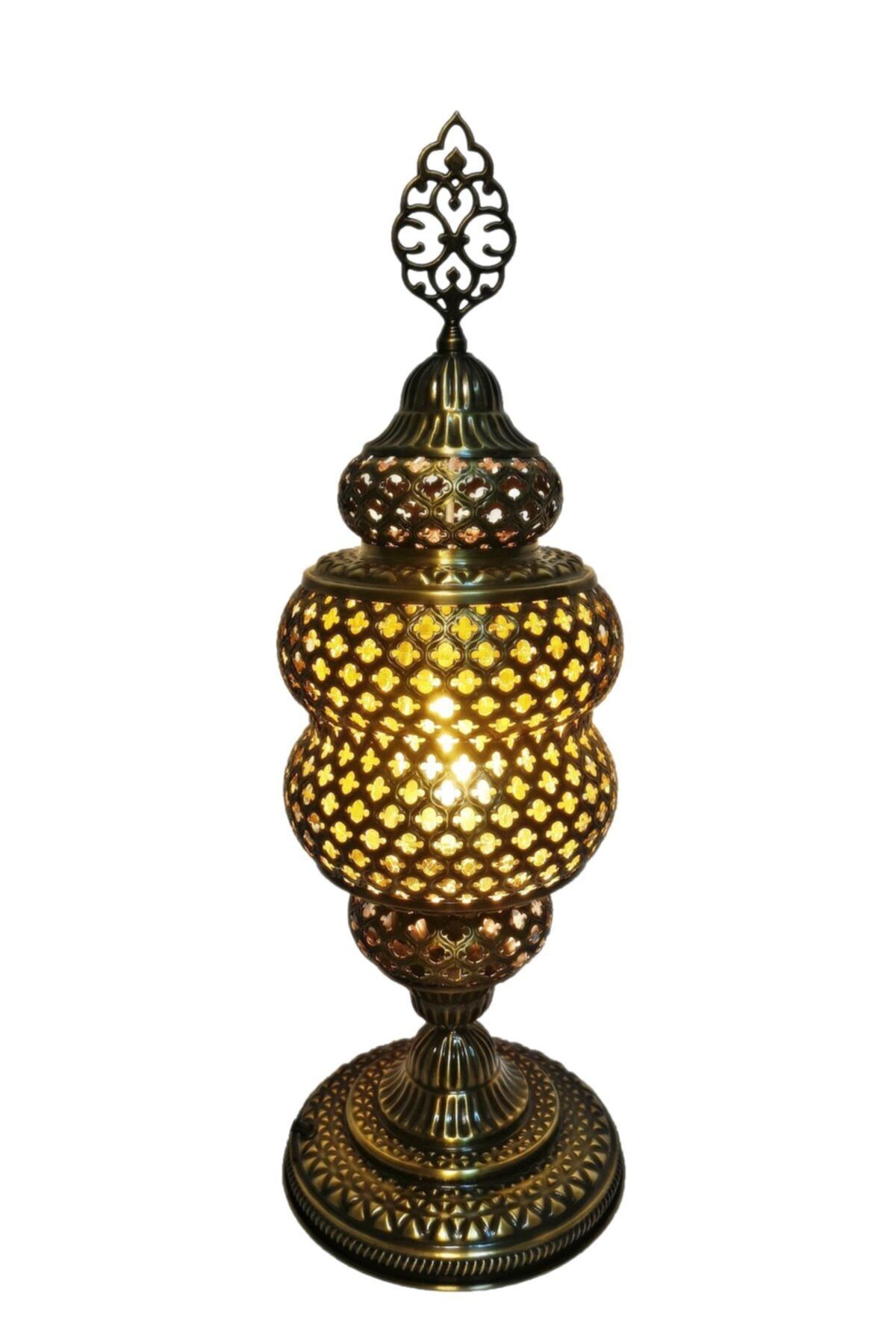 the istanbul lamp Otantik Dekoratif Pirinç Gece Lambası Sarı