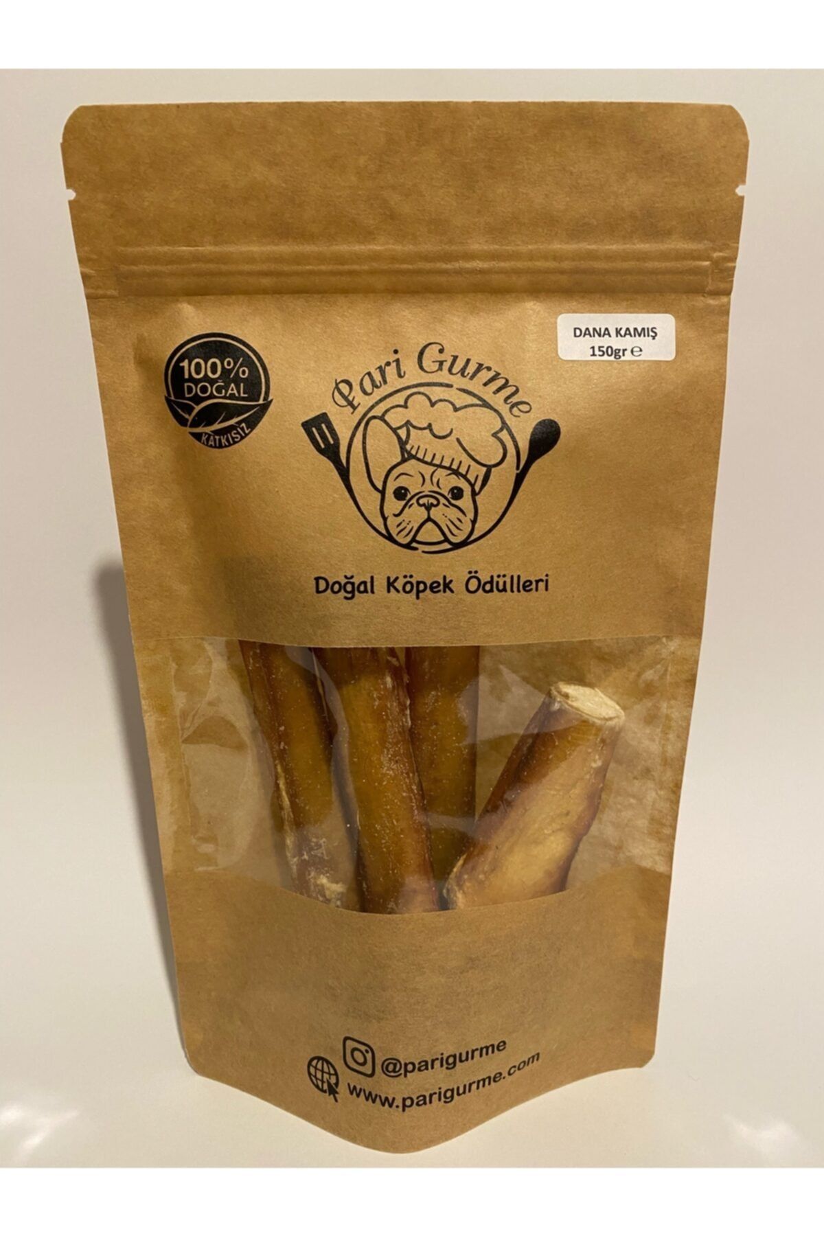 Pari Gurme Dana Kamış Bully Stick Köpek Kemirme Kemiği %100 Doğal Naturel 150gr