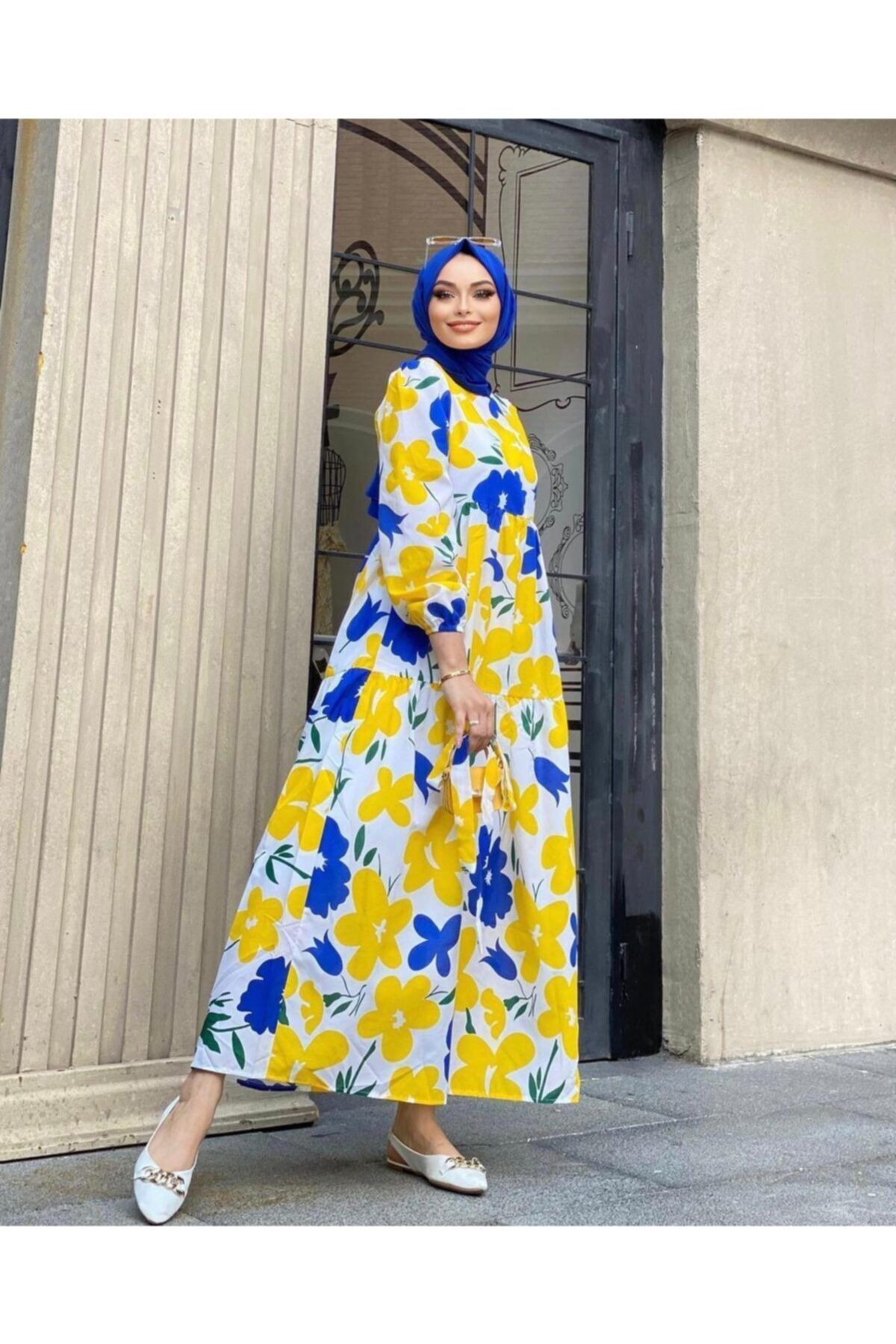 Talia Çiçek Detaylı Tessetür Elbise