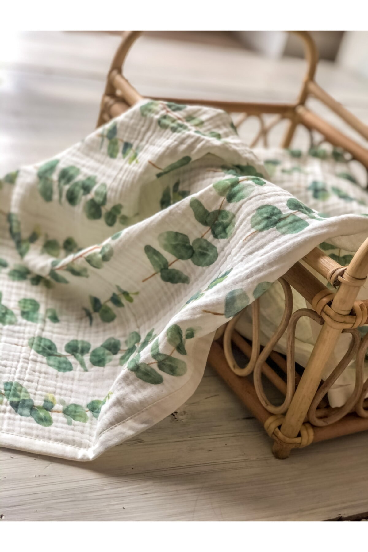 YULAKIDSTORE Okaliptus Organik 4 Kat Müslin Battaniye