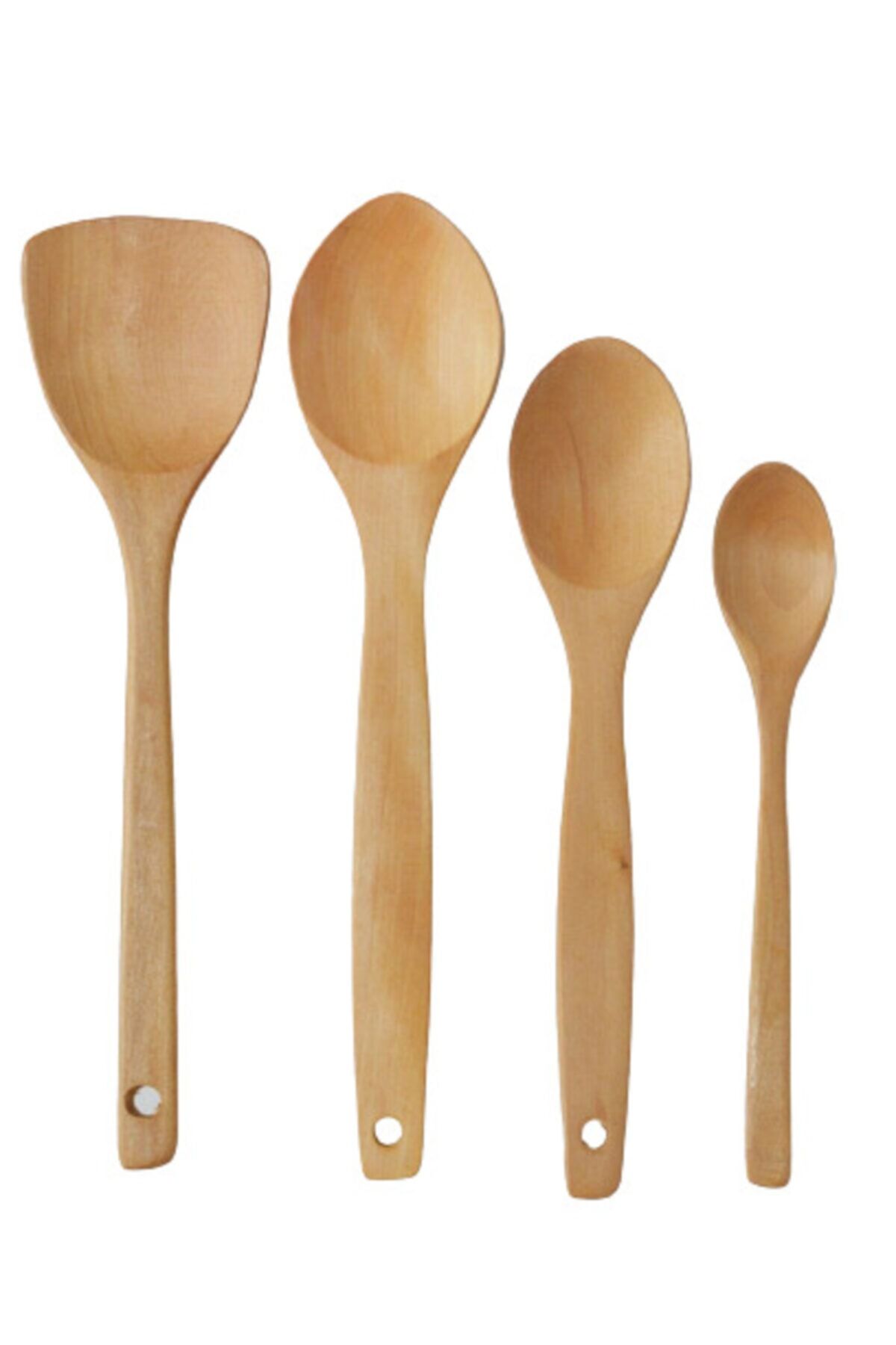UNDERGROUND TRADE 4'lü ''bambu'' Yemek Gereçleri - 4 Boy Bambu Kaşık - Tahta Kaşık.(23 Cm.-28 Cm.-32cm.)
