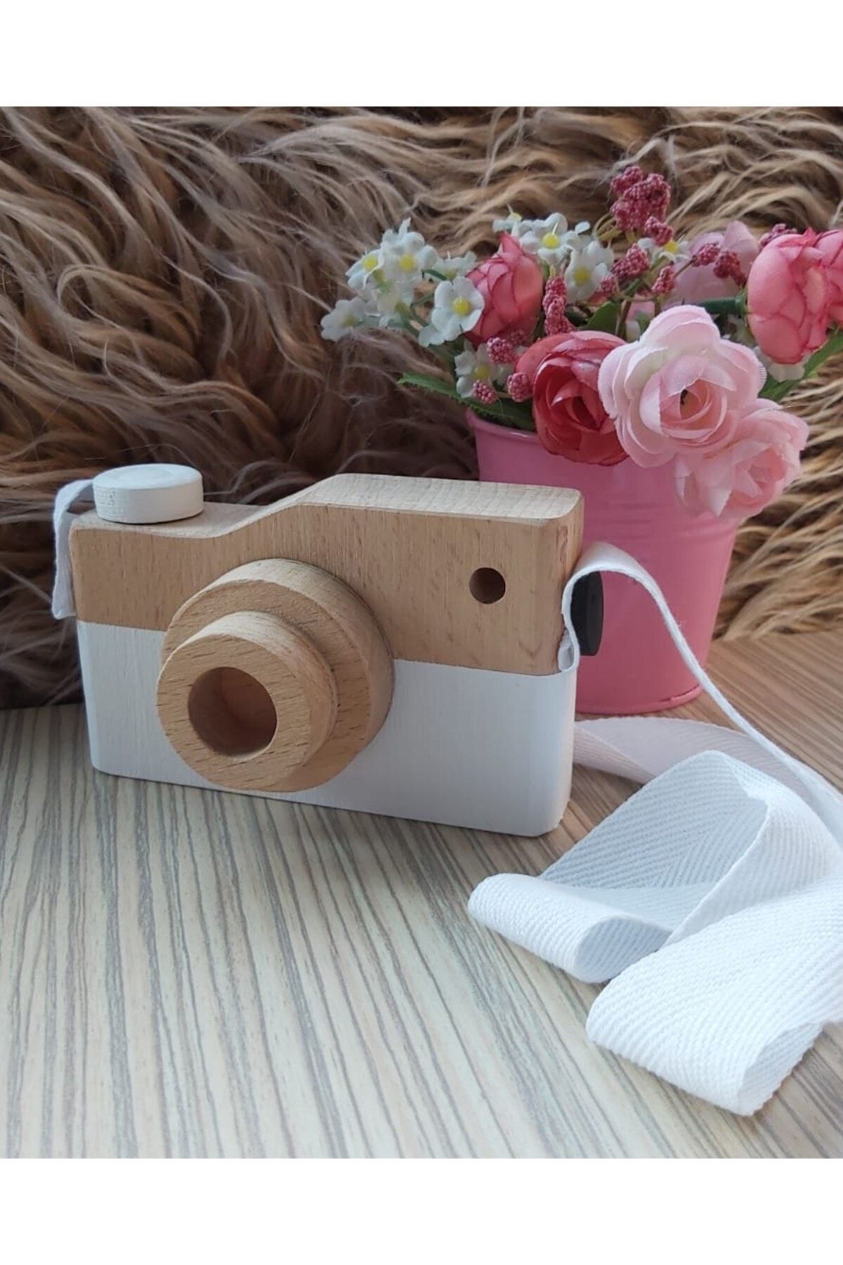 FİYPER Ahşap Fotoğraf Makinesi - Beyaz