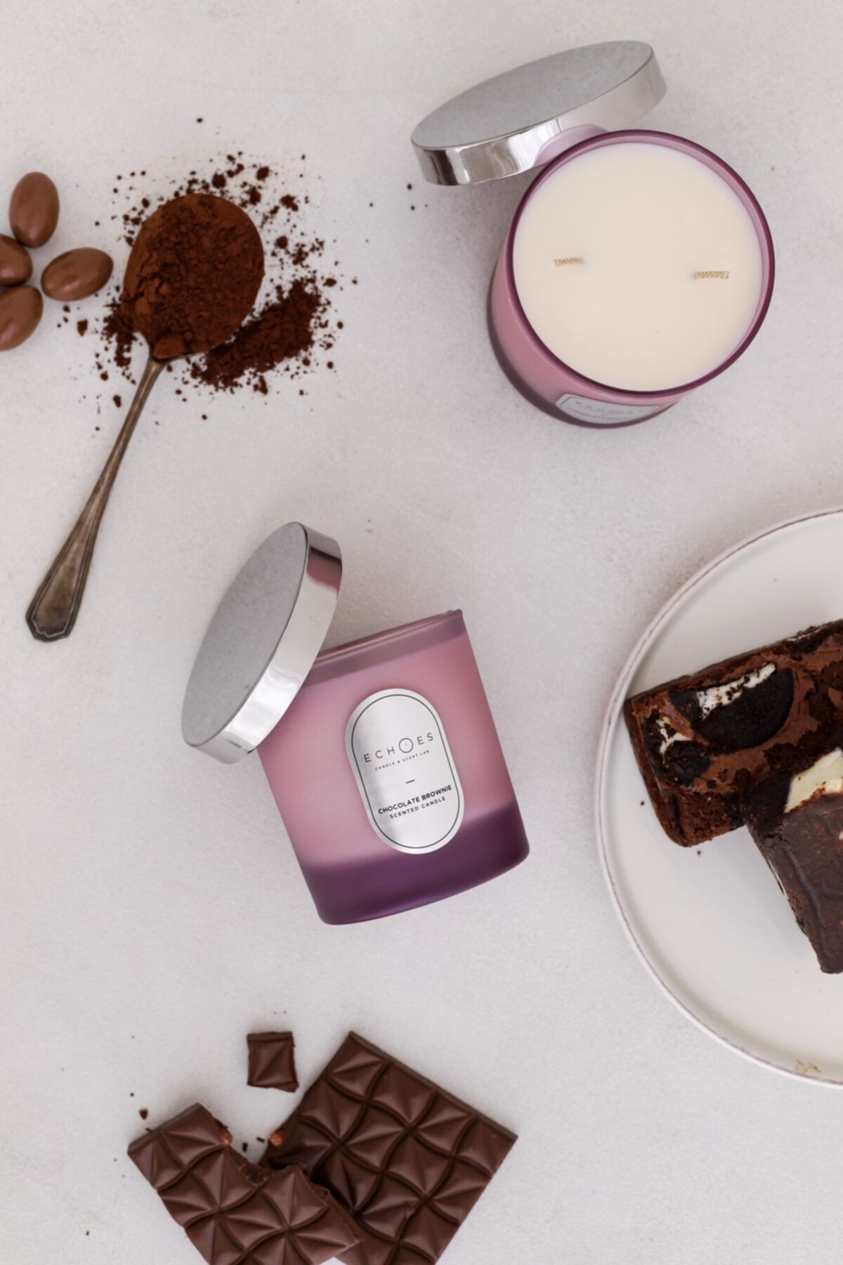 Echoes Candle & Scent Lab. Chocolate Brownie Kokulu Çift Fitilli Doğal Mum