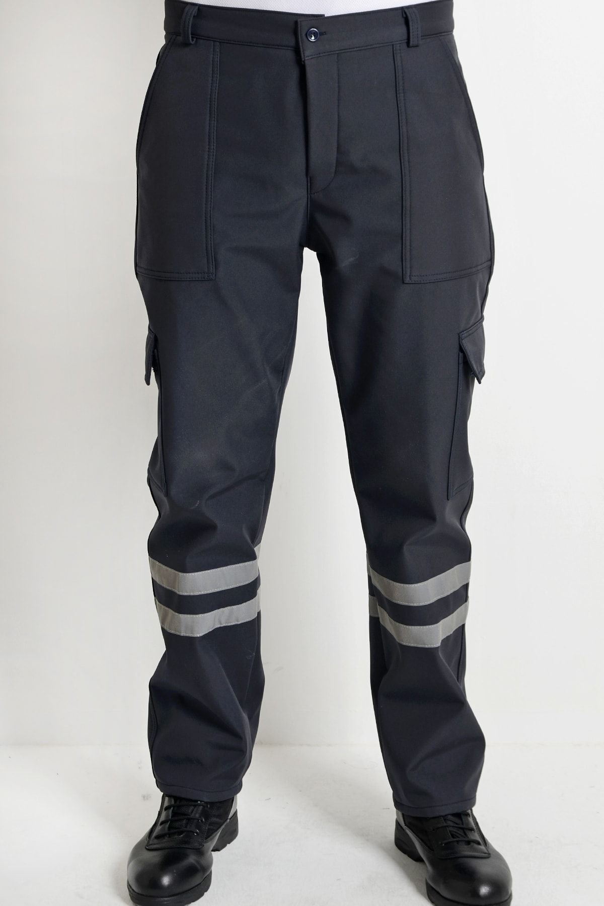 ModaCanel Motorcu Kurye Reflektif Şertili Softshell Gri Pantolon