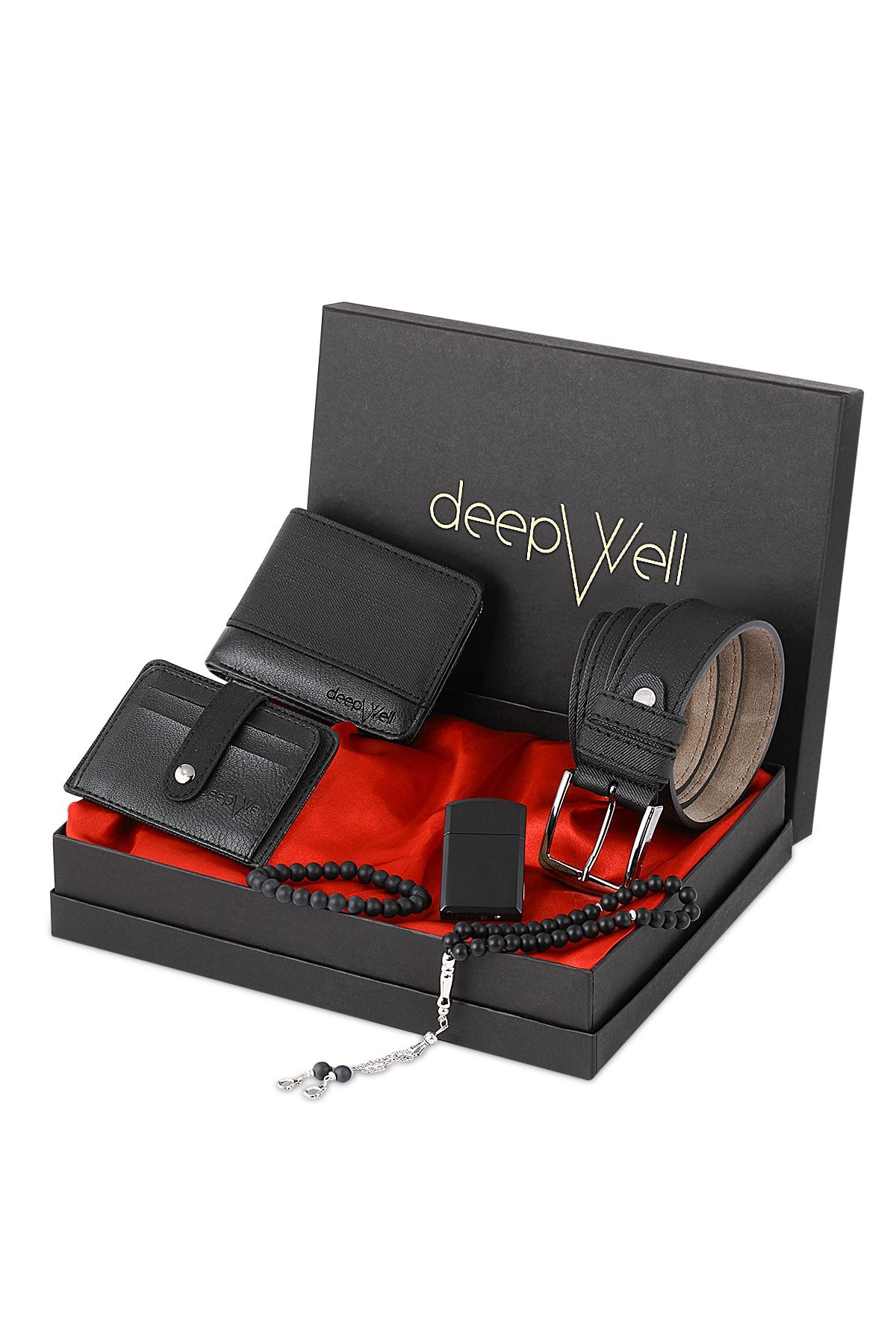 DEEPWELL Çakmak Tesbih Kemer Cüzdan Kartlık Bileklik Set Kmr721