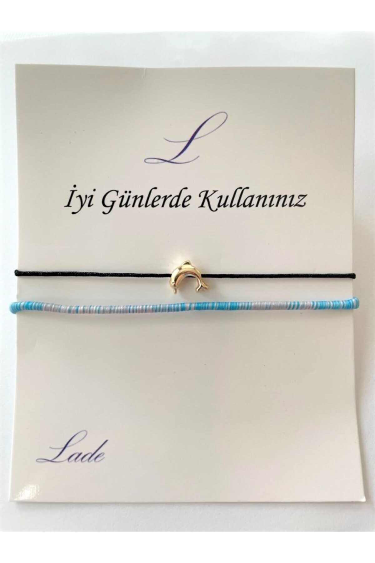 Lade Mavi Siyah Gold Yunus Balığı Halhal