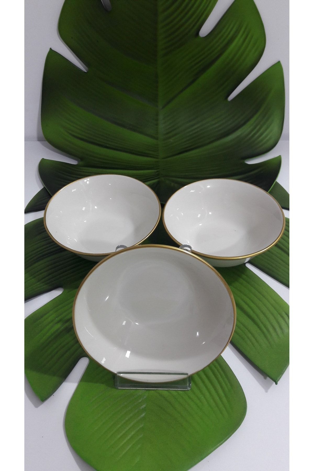 HibanaMorza X3 Adet Porselen Kase Altınyaldız 14cm